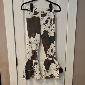 Cow Print Flared Jeans